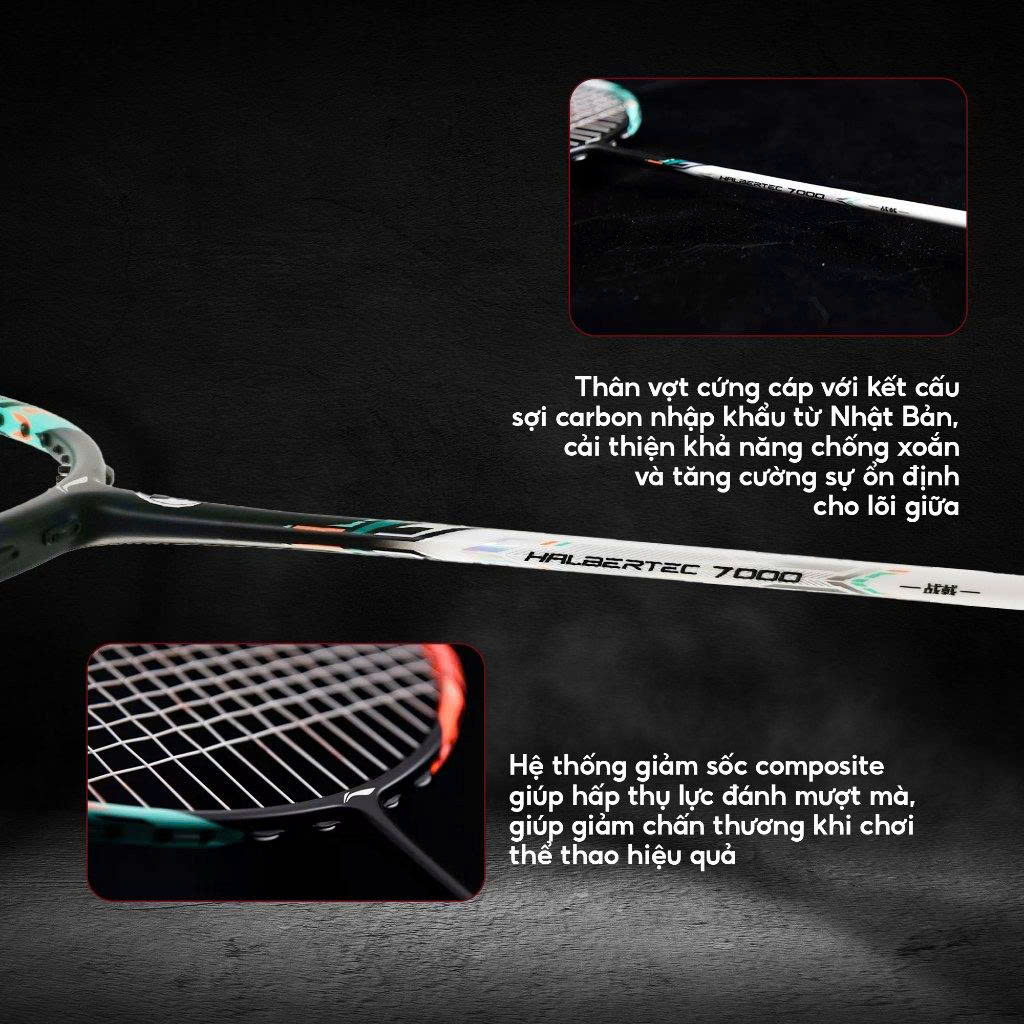 Vợt Cầu Lông Lining Halbertec 7000 Tím Chính Hãng - Nổi Bật, Tốc Độ, Linh Hoạt, Chống Rung, Bền Bỉ, Toàn